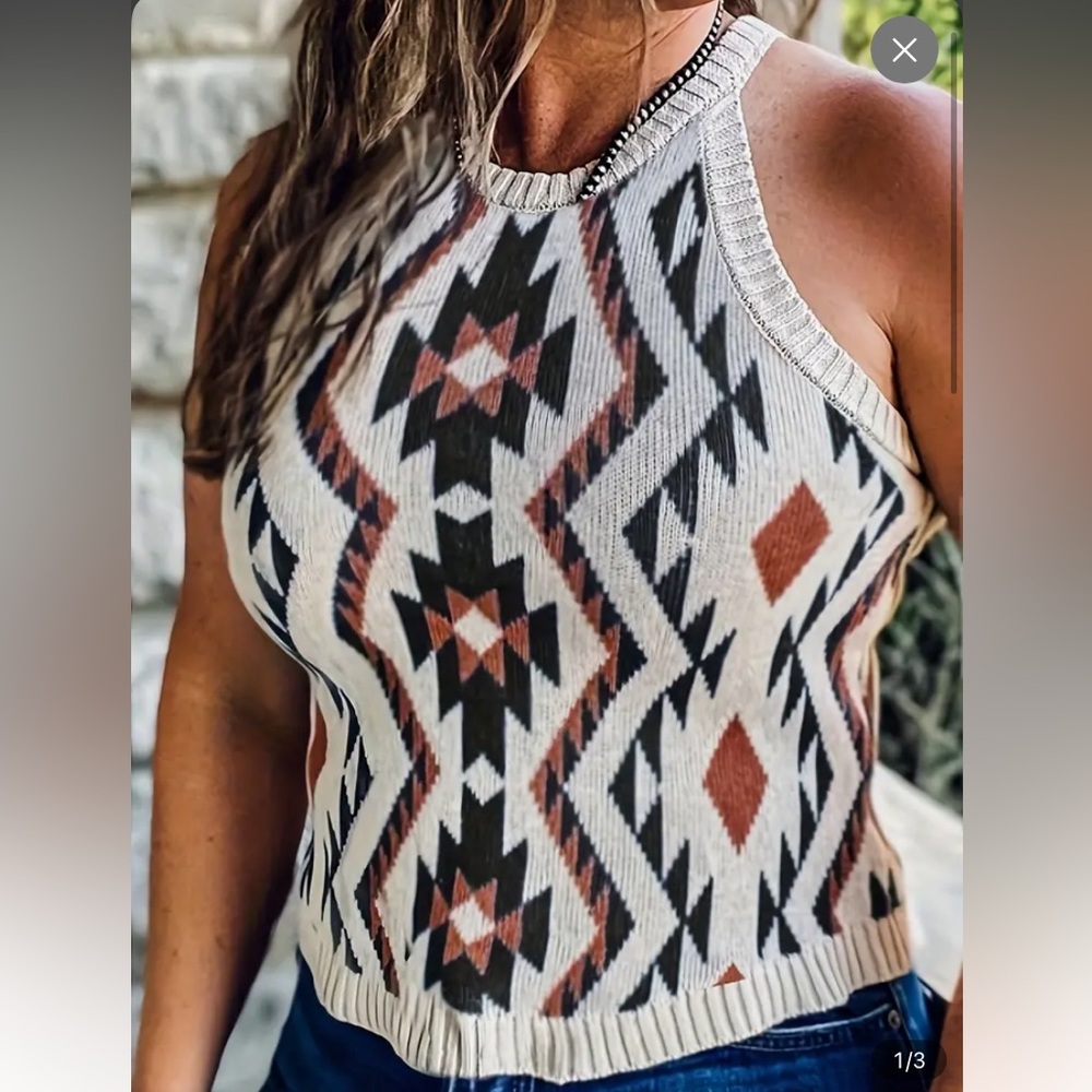 Aztec Sleeveless Sweater Tank